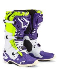 Alpinestars Boots Tech 10 LE Dirt Studios White Purple Yellow Fluo
