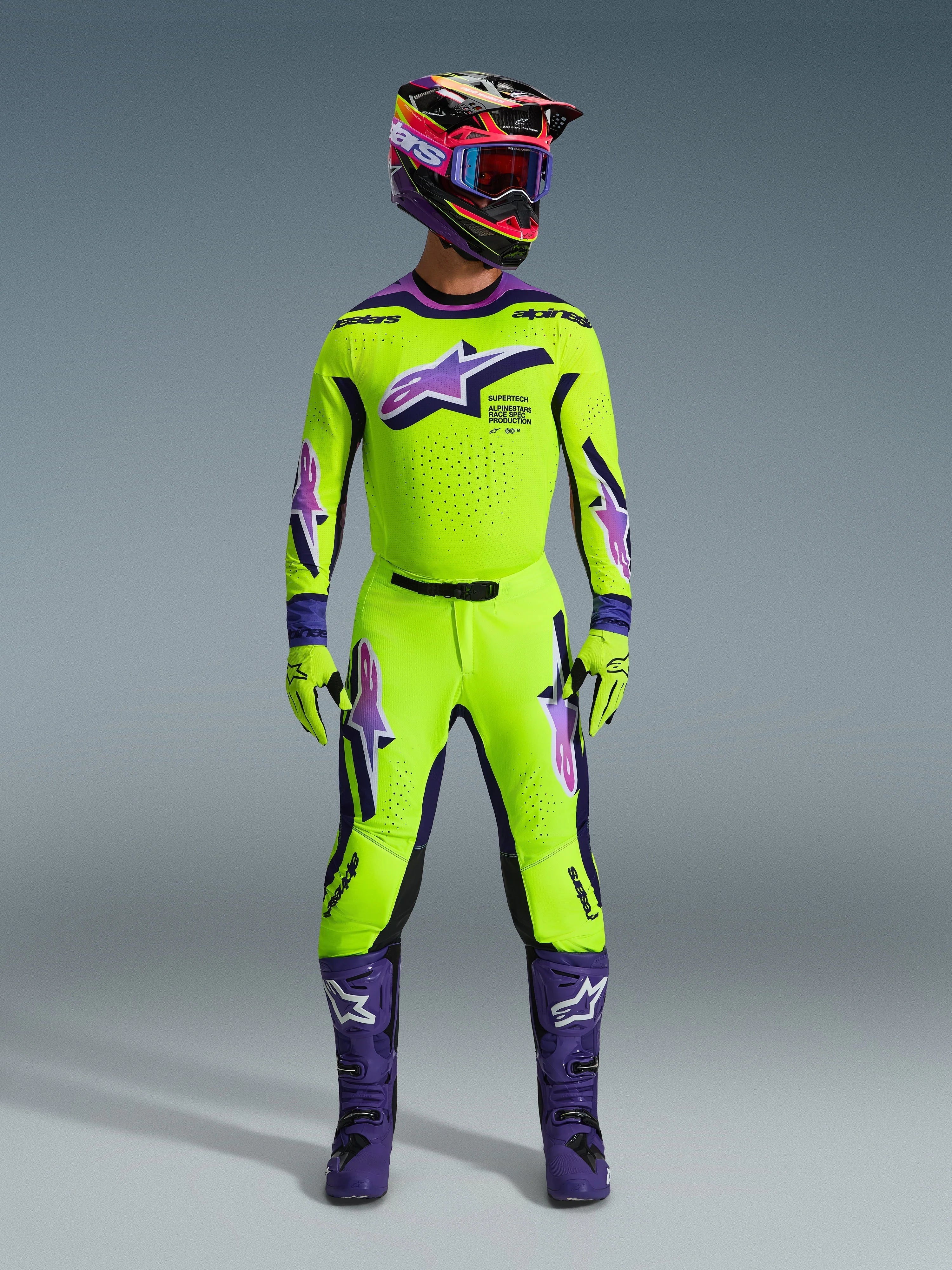 Alpinestars Supertech Vista Yellow Purple Black Kit