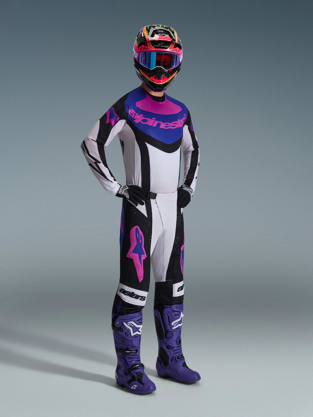 Alpinestars Techstar Knif Black Light Gray Purple Kit