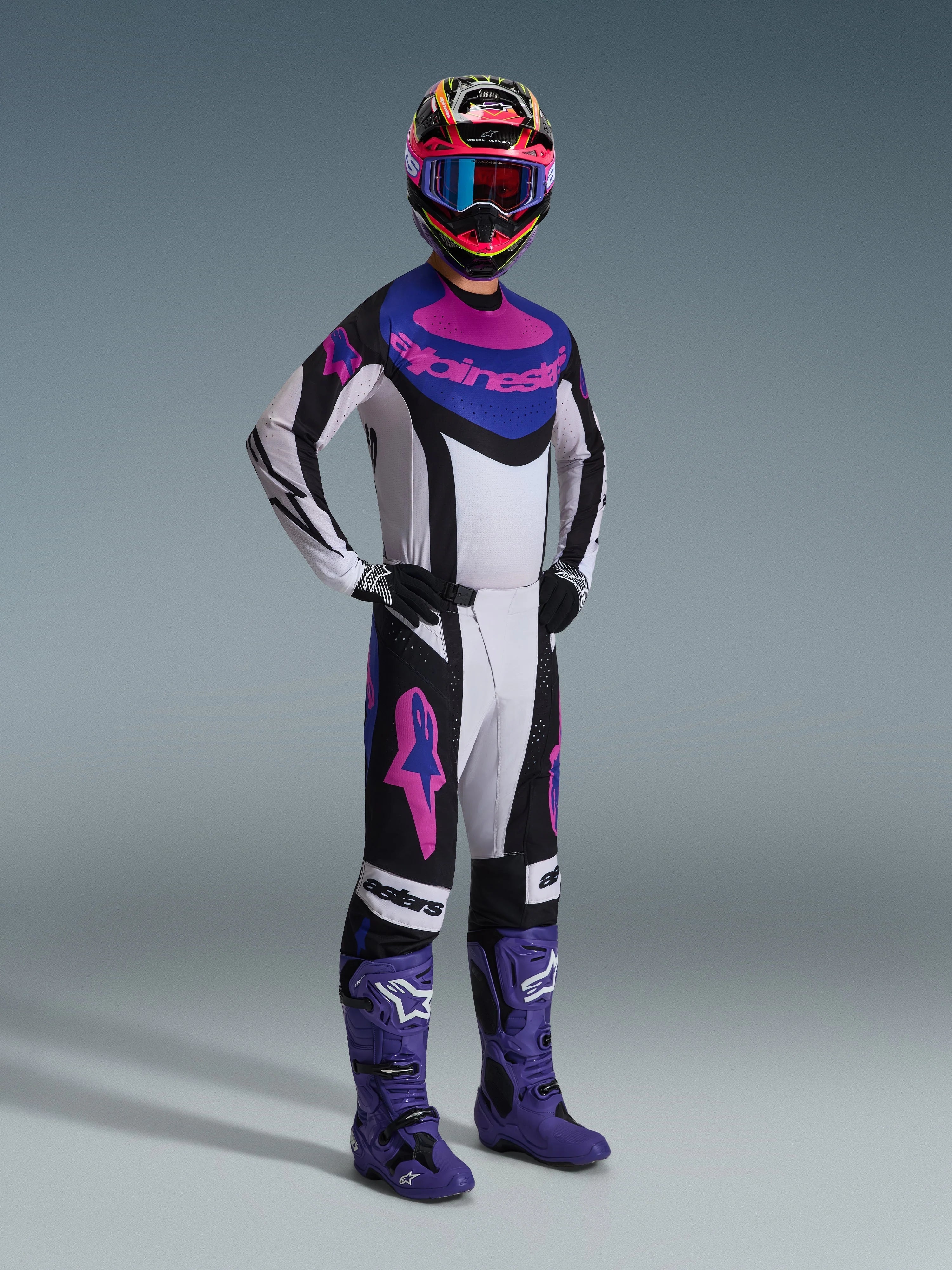 Alpinestars Techstar Knif Black Light Gray Purple Kit
