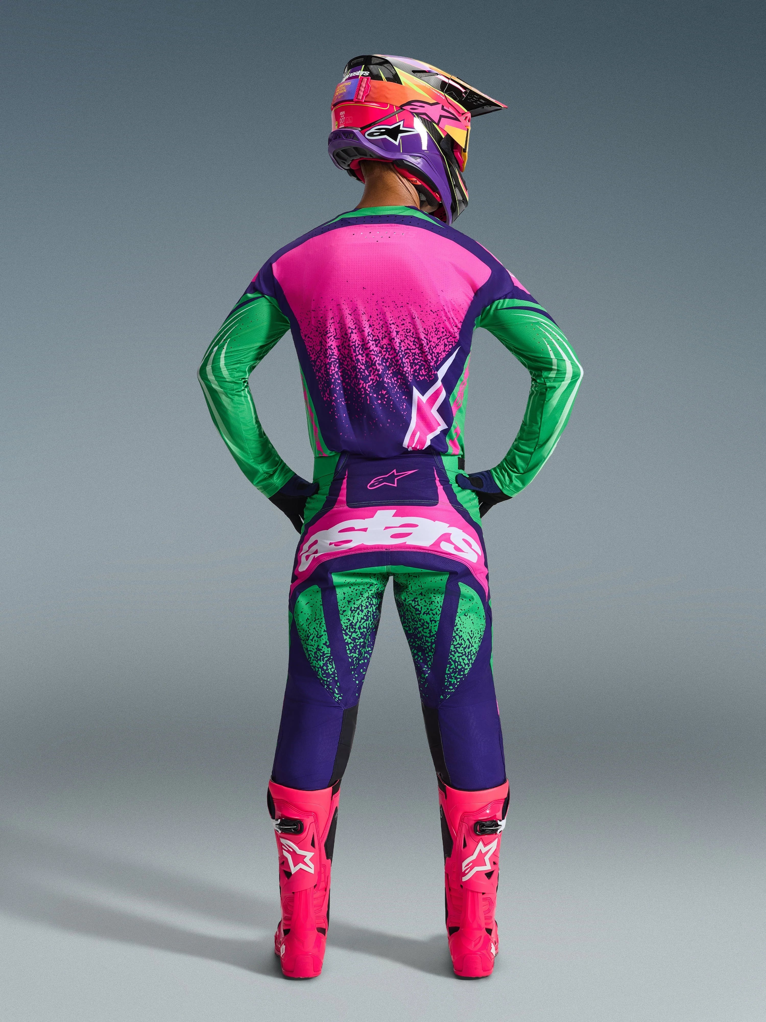 Alpinestars Techstar Nomur Purple/Green/Fluo Pink Kit