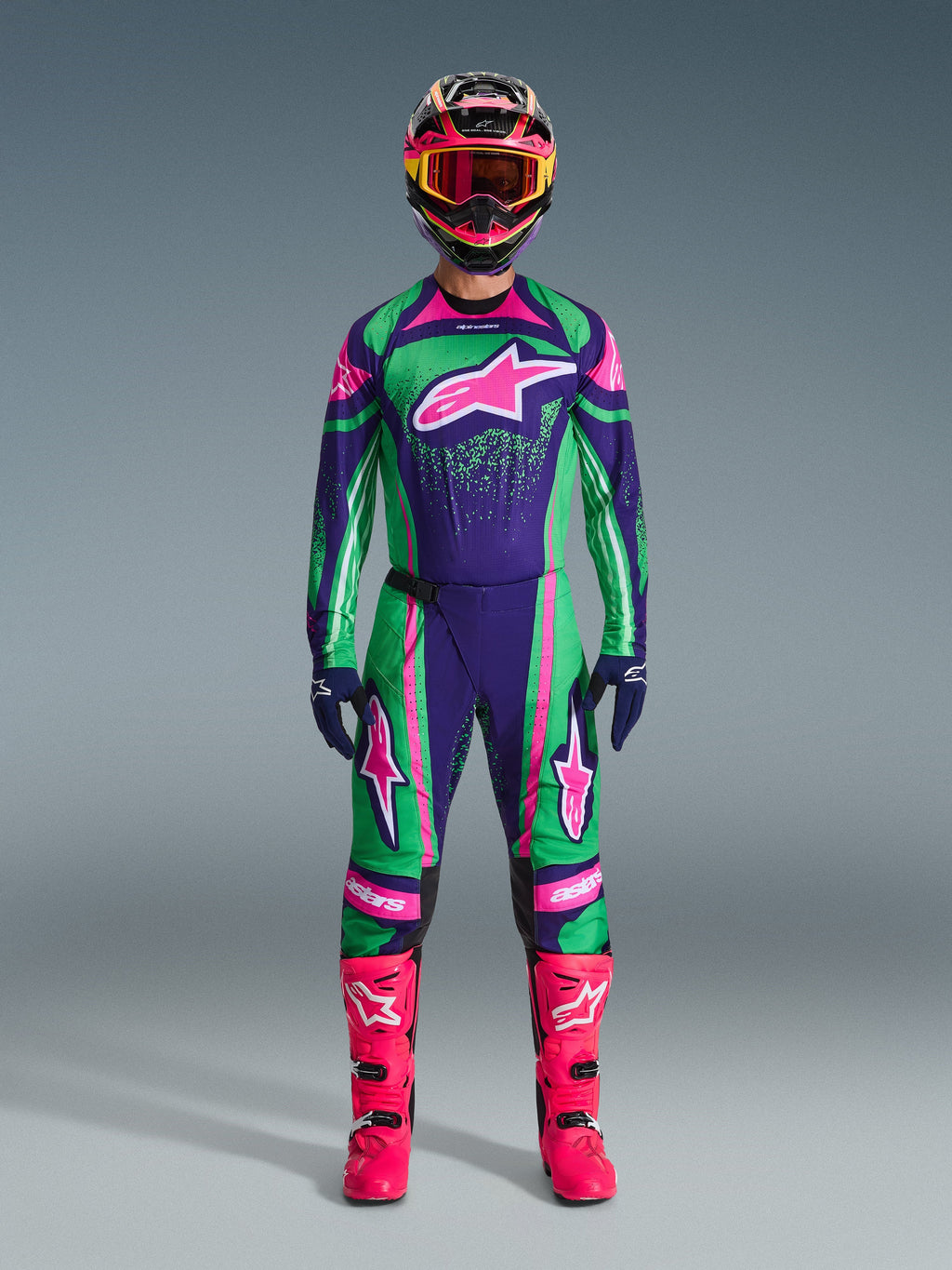 Alpinestars Techstar Nomur Purple/Green/Fluo Pink Kit