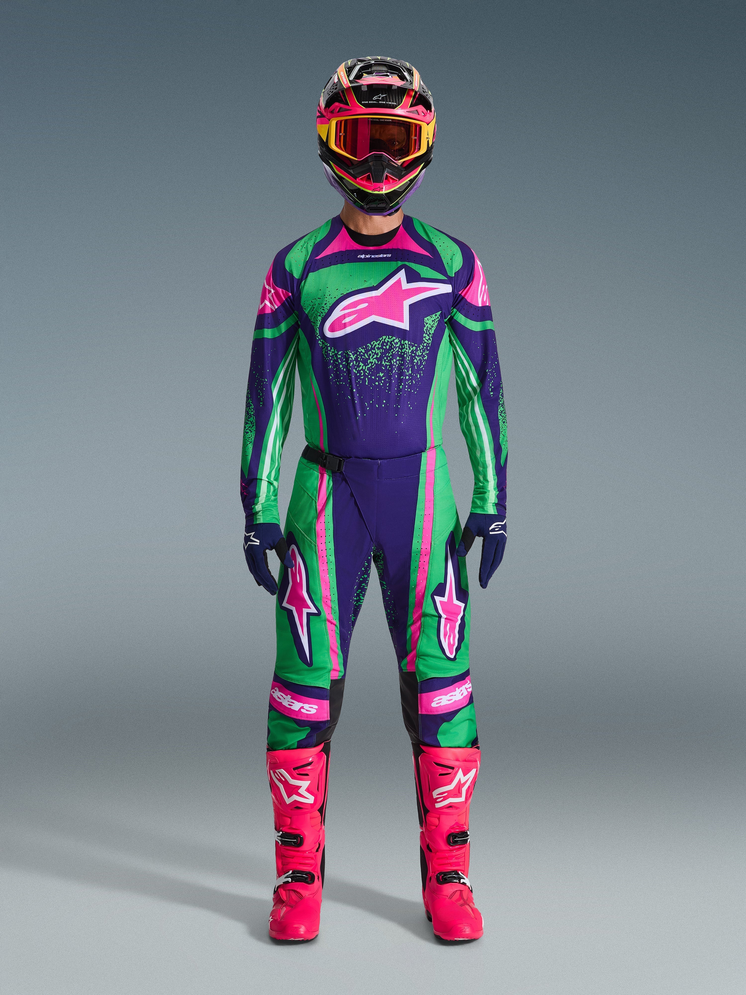 Alpinestars Techstar Nomur Purple/Green/Fluo Pink Kit