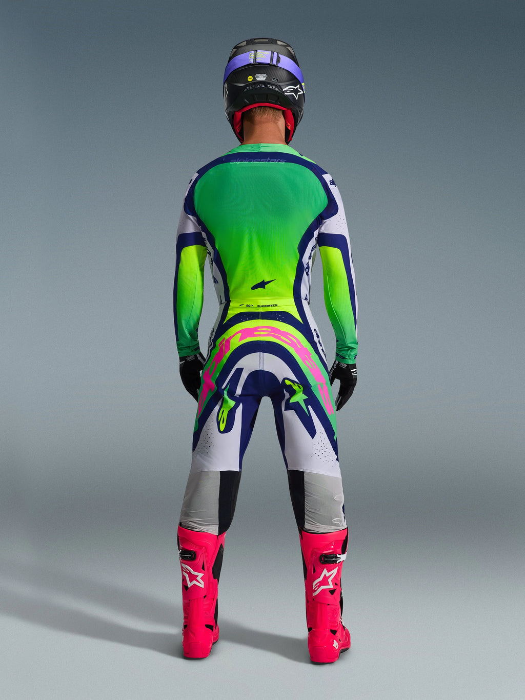 Alpinestars Supertech Vista Light Gray Yellow Fluo Blue Kit
