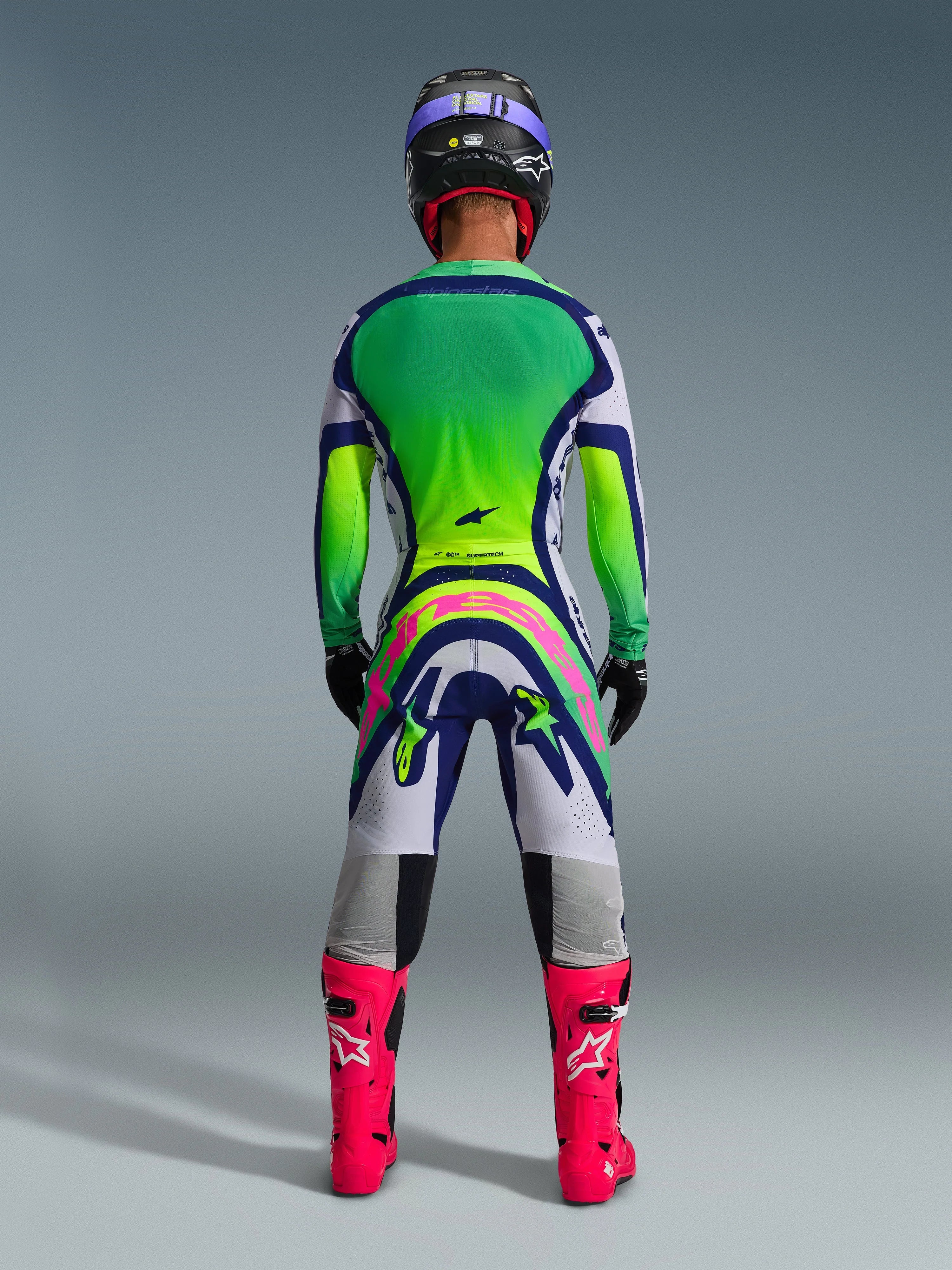 Alpinestars Supertech Vista Light Gray Yellow Fluo Blue Kit