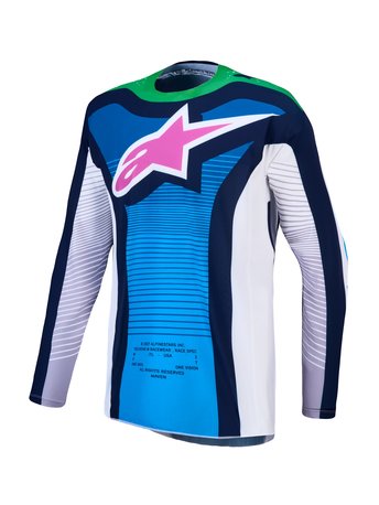 Alpinestars Jersey Techstar Maven White/Blue/Green Fluo